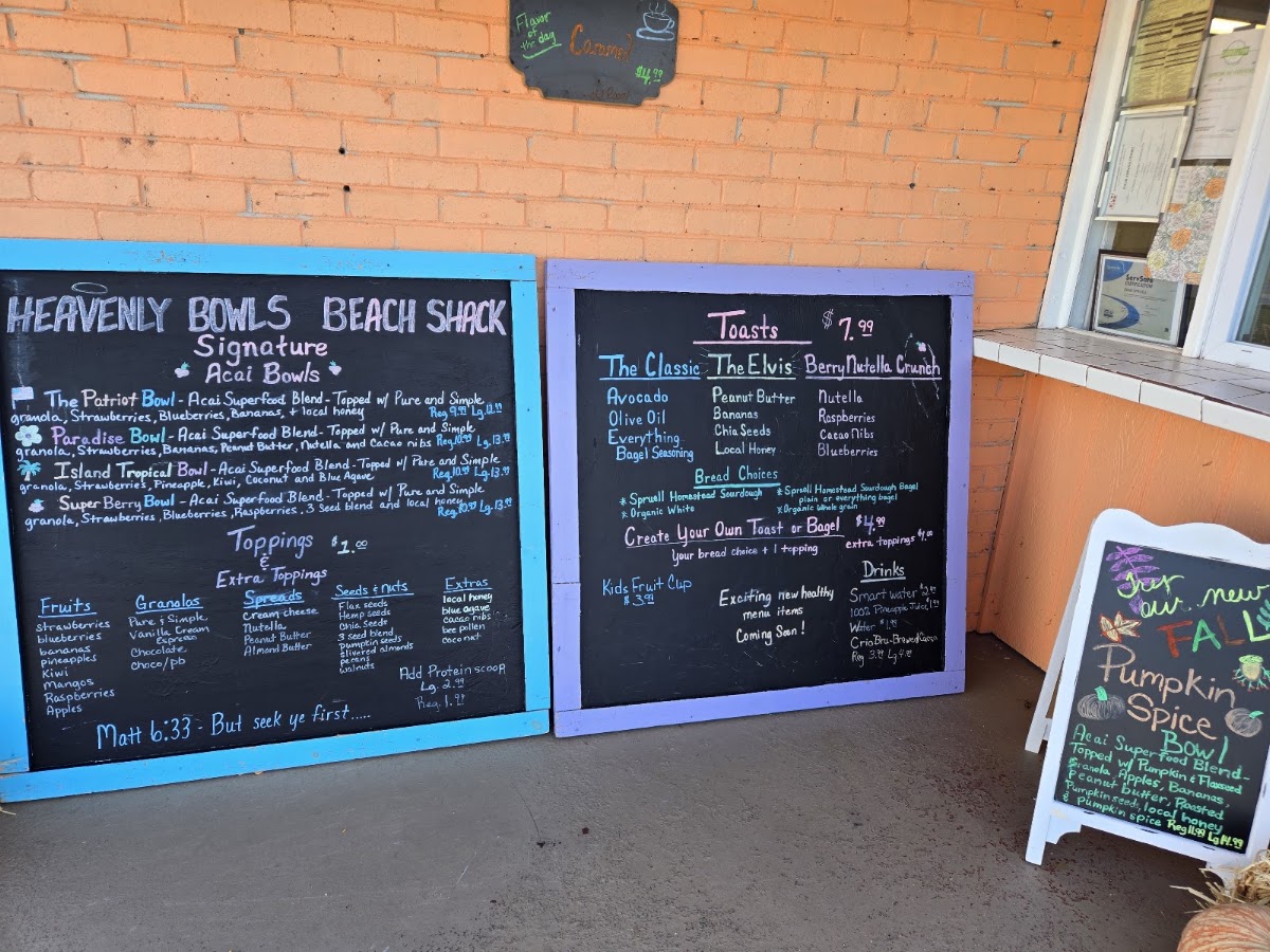 Heavenly Bowls menu board