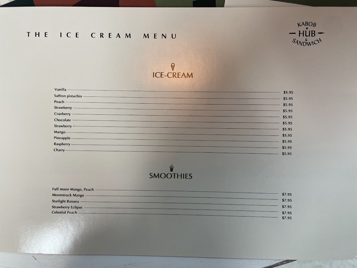 Kabob Hub & Sandwich (Under New Management) menu board