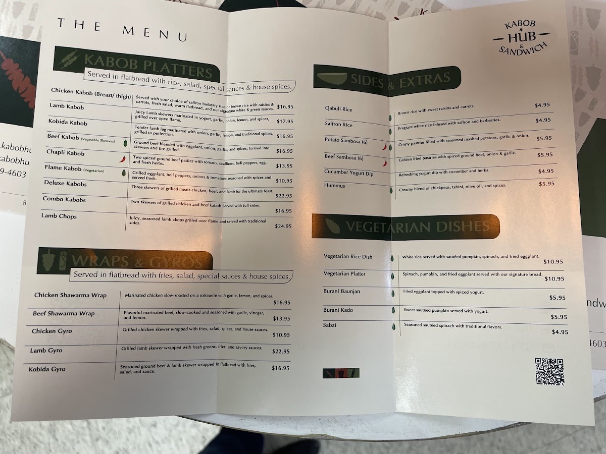 Kabob Hub & Sandwich (Under New Management) menu board