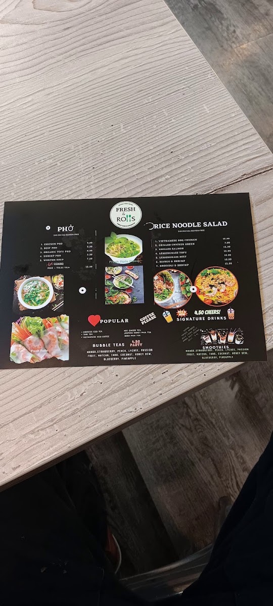 Fresh Rolls Fircrest Vietnamese Restaurant menu board