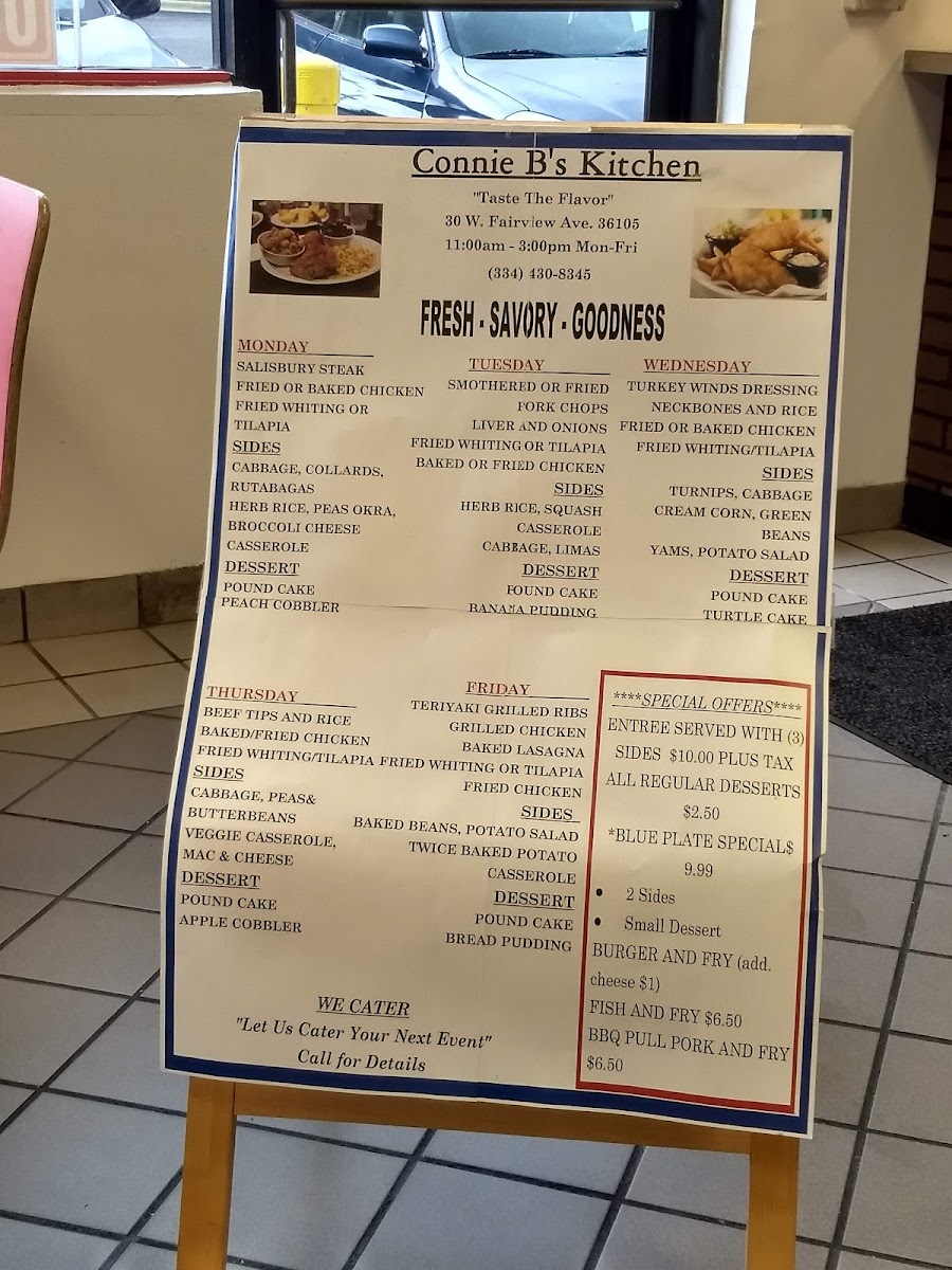 Connie Bs kitchen menu board