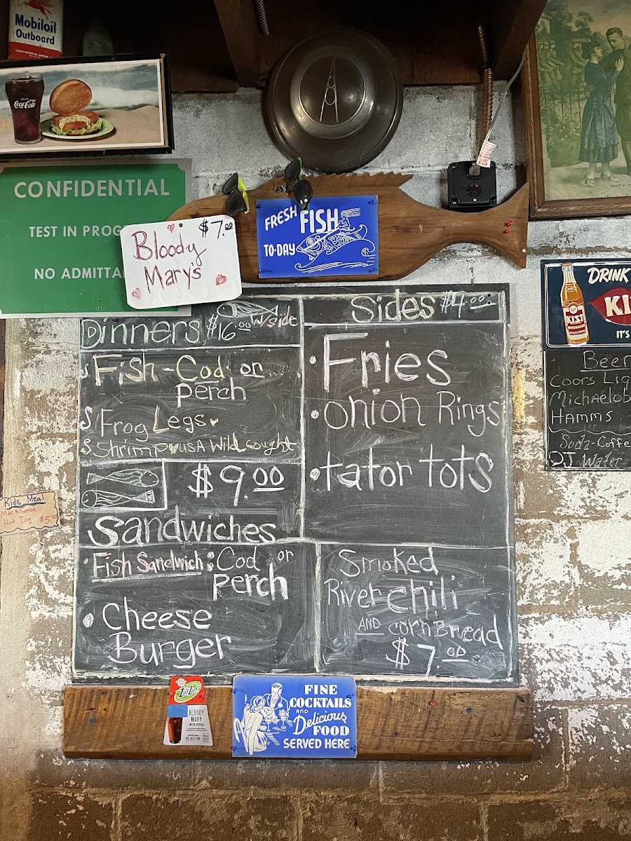 Fish Shack menu board