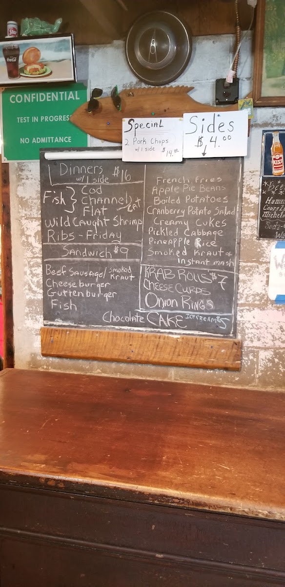 Fish Shack menu board