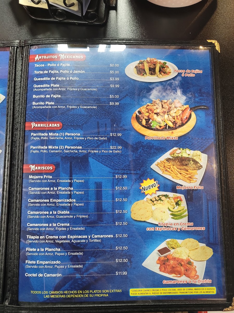 El Pulgarcito menu board