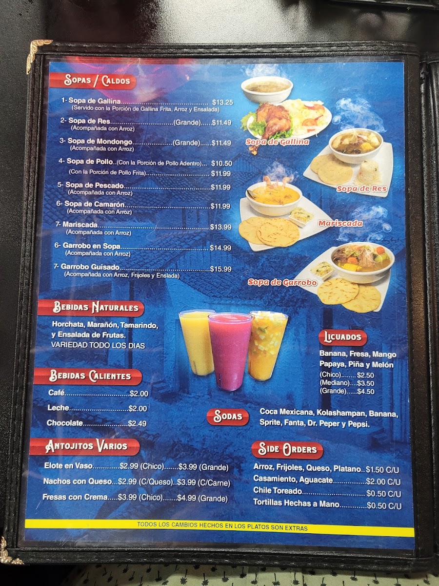 El Pulgarcito menu board