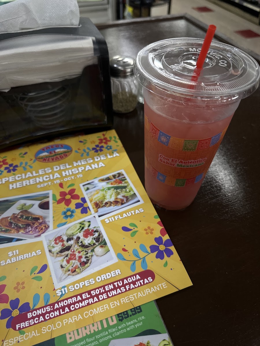 Tacos el Nevado Express menu board