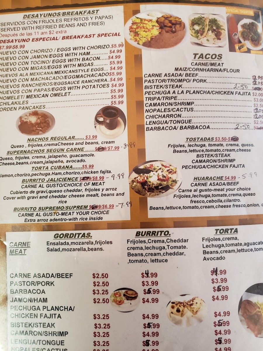 Tacos. Mexico menu board