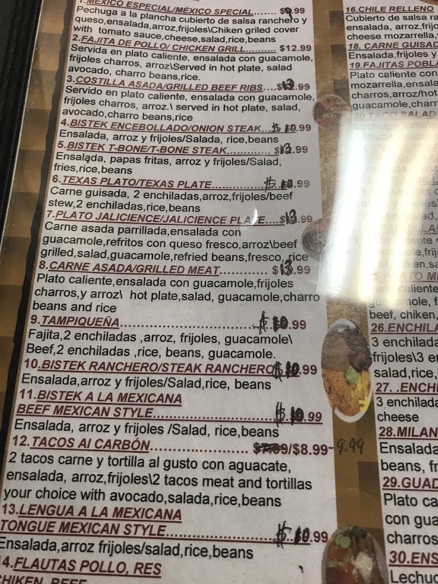 Tacos. Mexico menu board