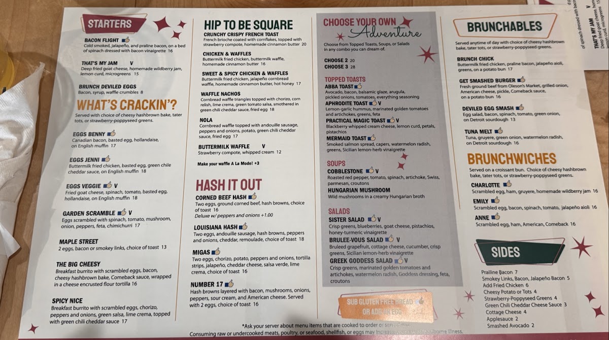 Sisters menu board