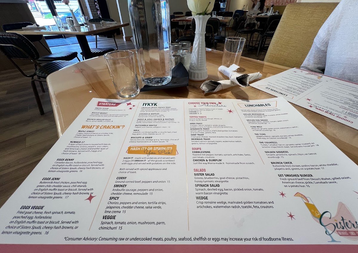 Sisters menu board