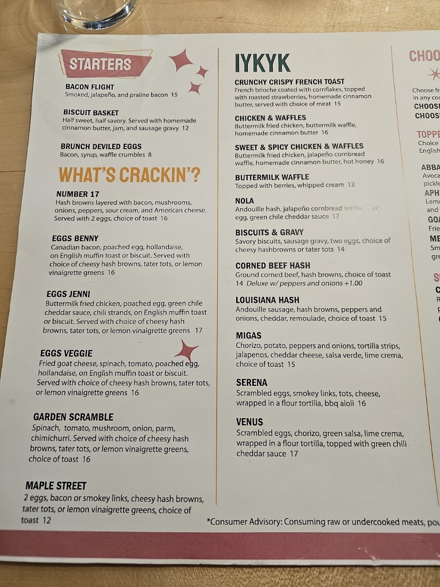Sisters menu board