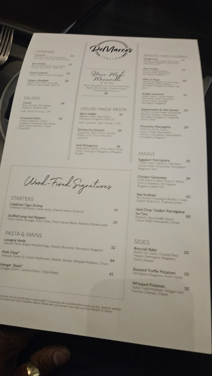 DeMarco's Italian menu board