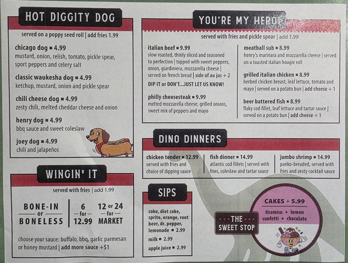 Joey's Slice of Waukesha menu board