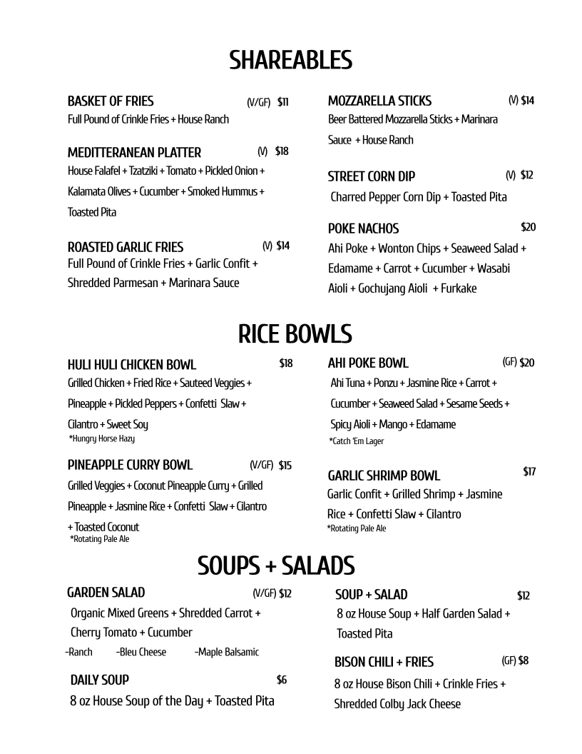 Sacred Eats menu board