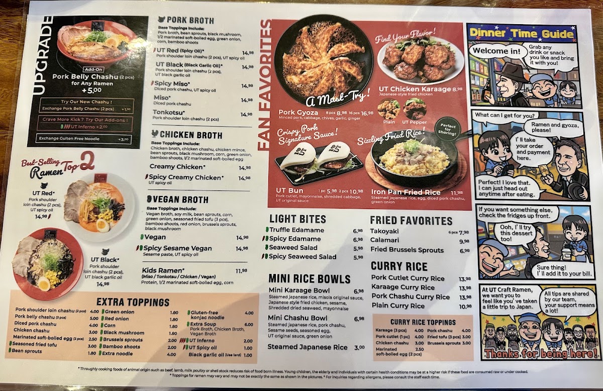 UT Craft Ramen menu board