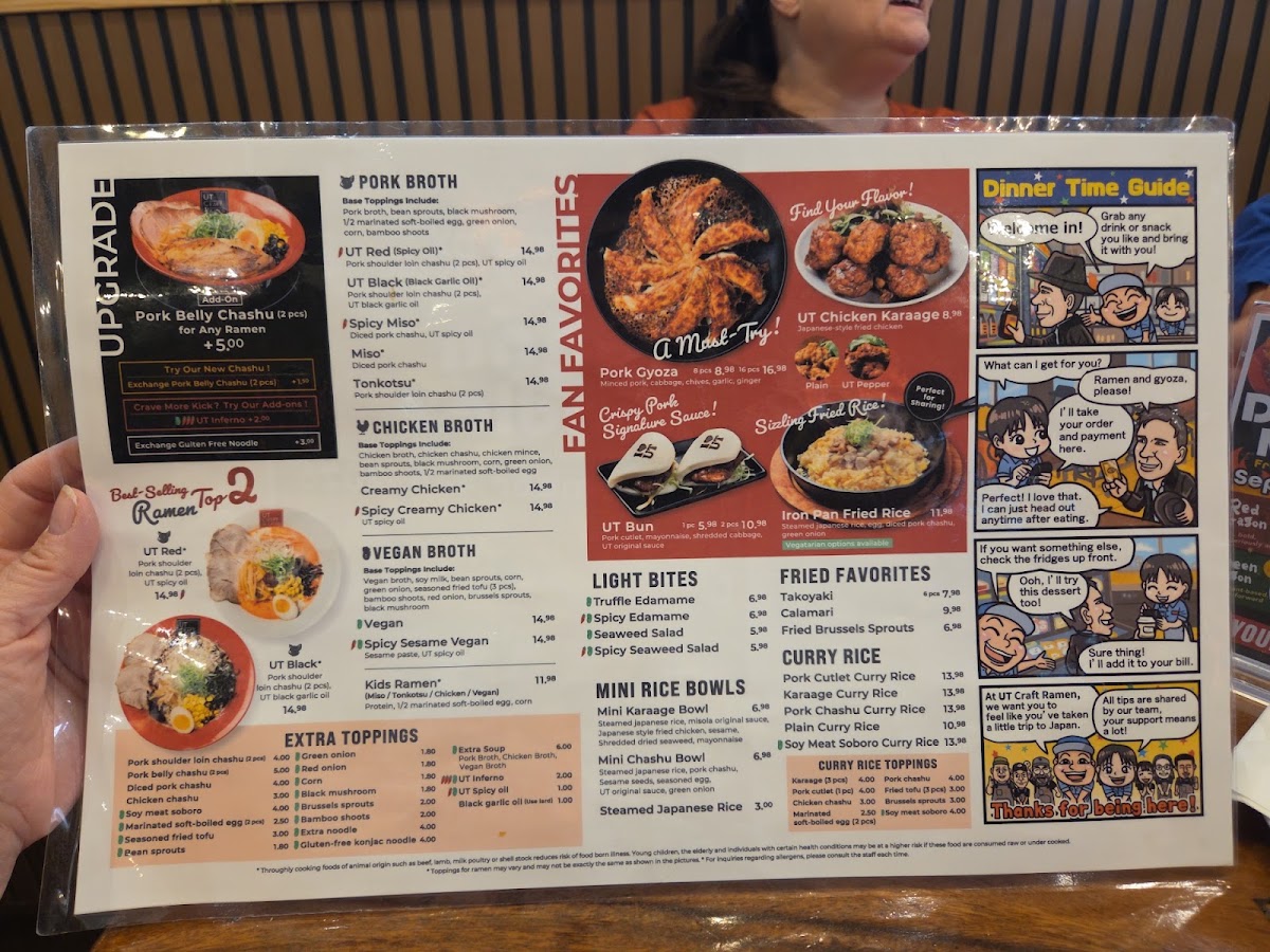 UT Craft Ramen menu board