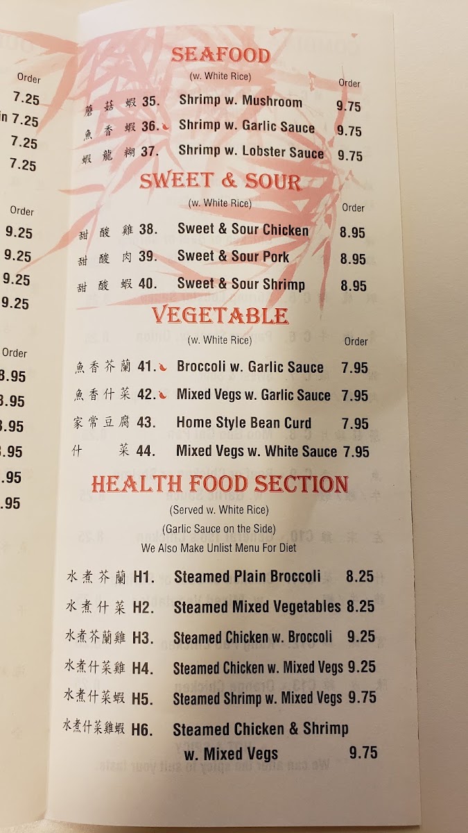 Panda Kitchen Chinese menu board