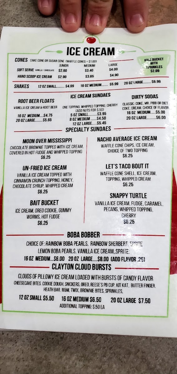 Pearl's Diner menu board