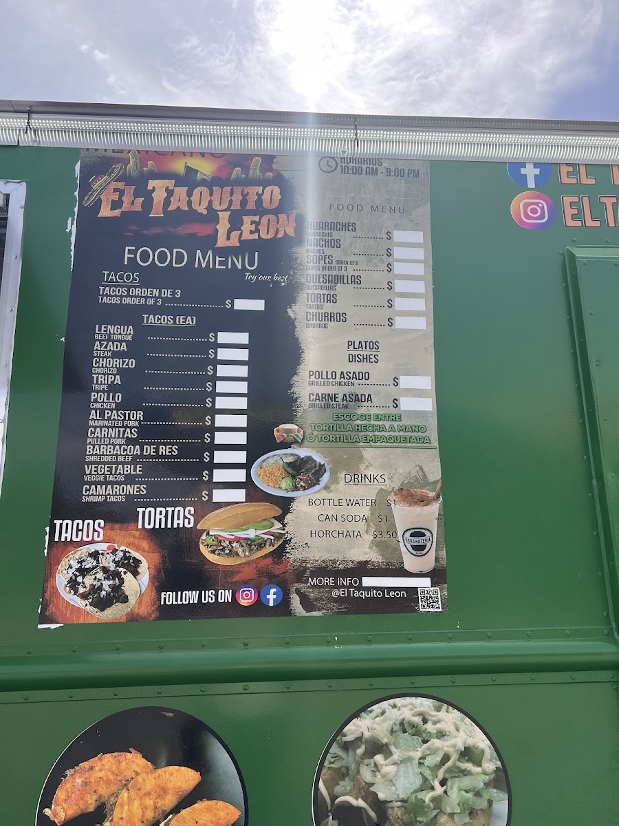 El Taquito Leon 4 menu board
