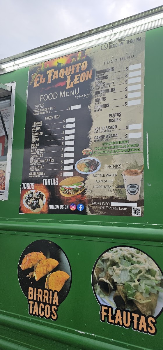 El Taquito Leon 4 menu board