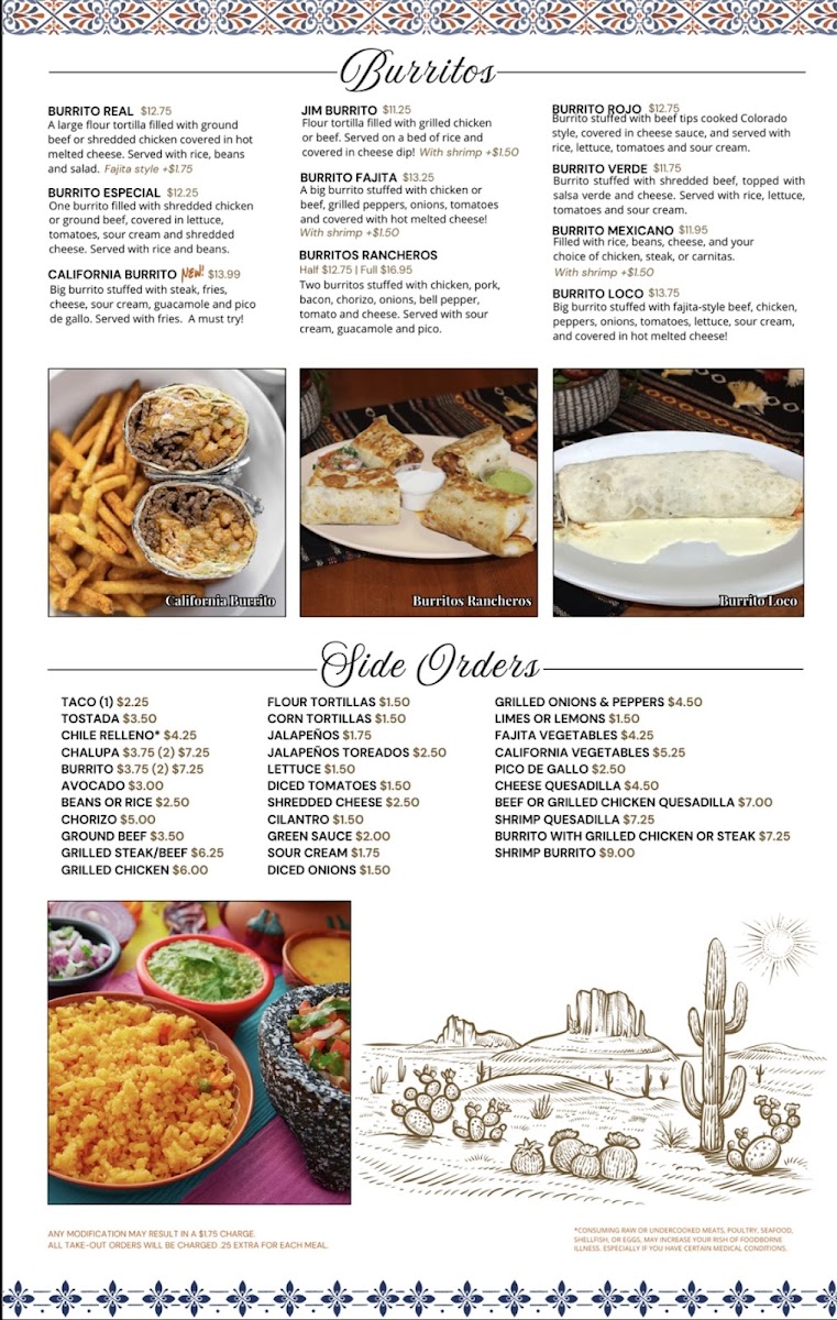 El Bronco | Mexican Restaurant menu board