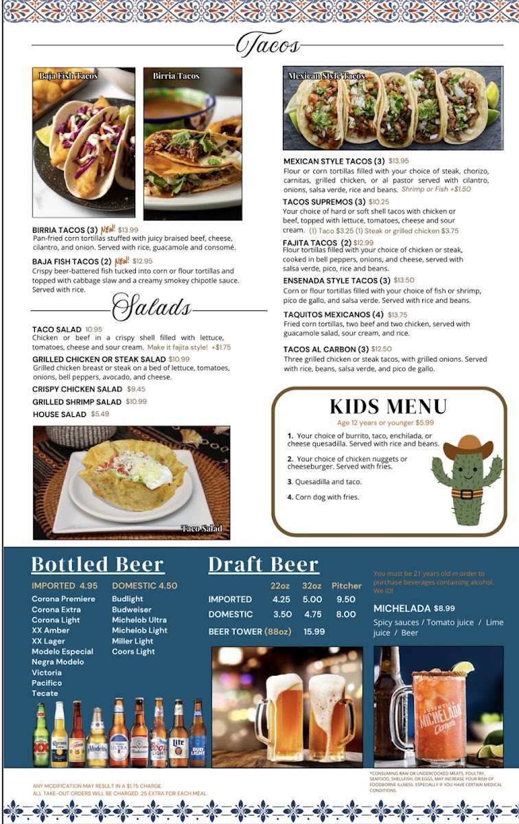 El Bronco | Mexican Restaurant menu board