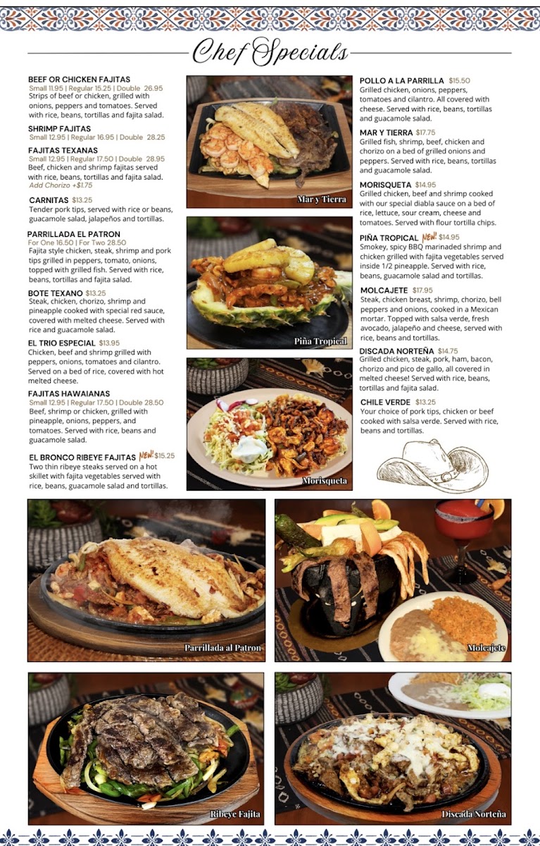 El Bronco | Mexican Restaurant menu board