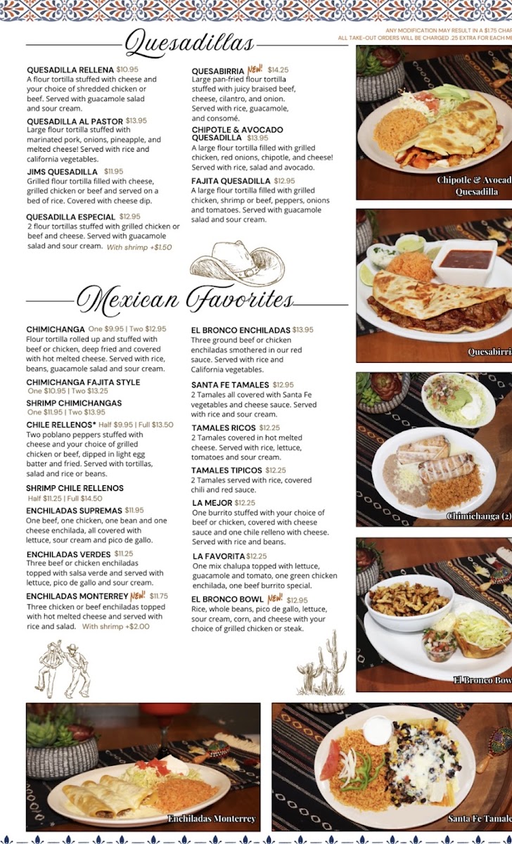 El Bronco | Mexican Restaurant menu board
