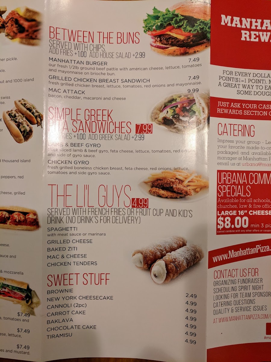 Manhattan Pizza-Urbana menu board