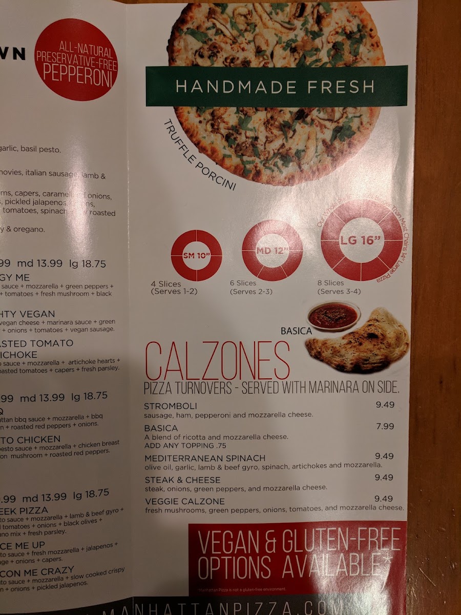 Manhattan Pizza-Urbana menu board