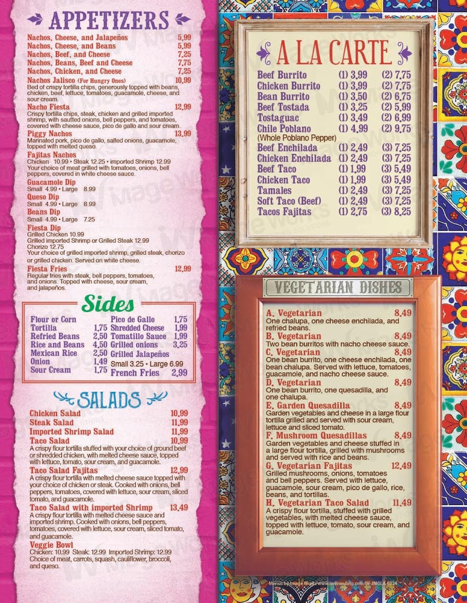 La Fiesta Mexican Grill In Kaplan menu board