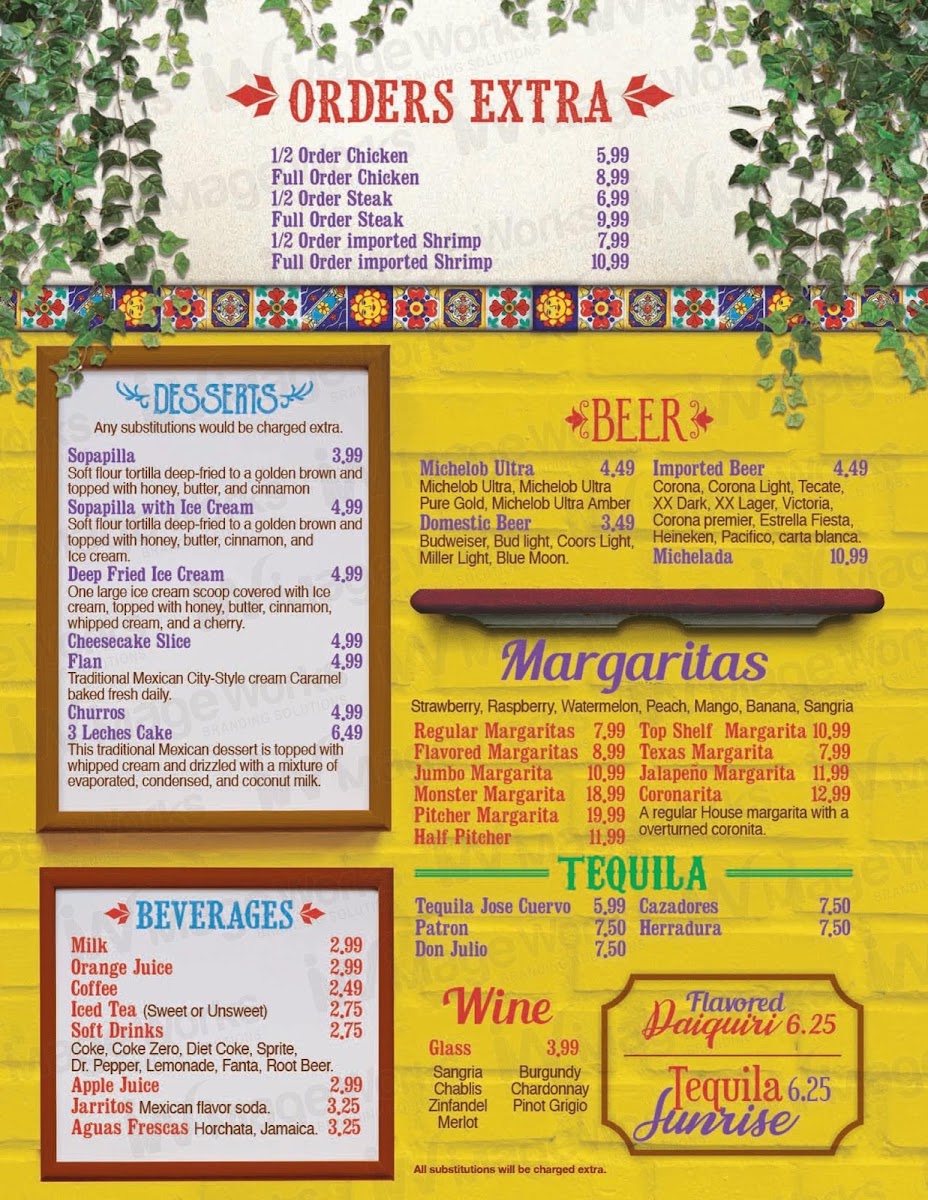 La Fiesta Mexican Grill In Kaplan menu board