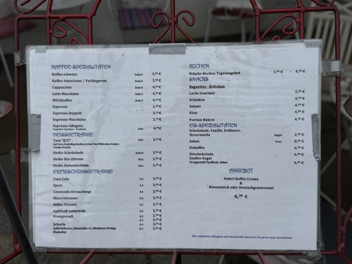 Chiemsee Café menu board