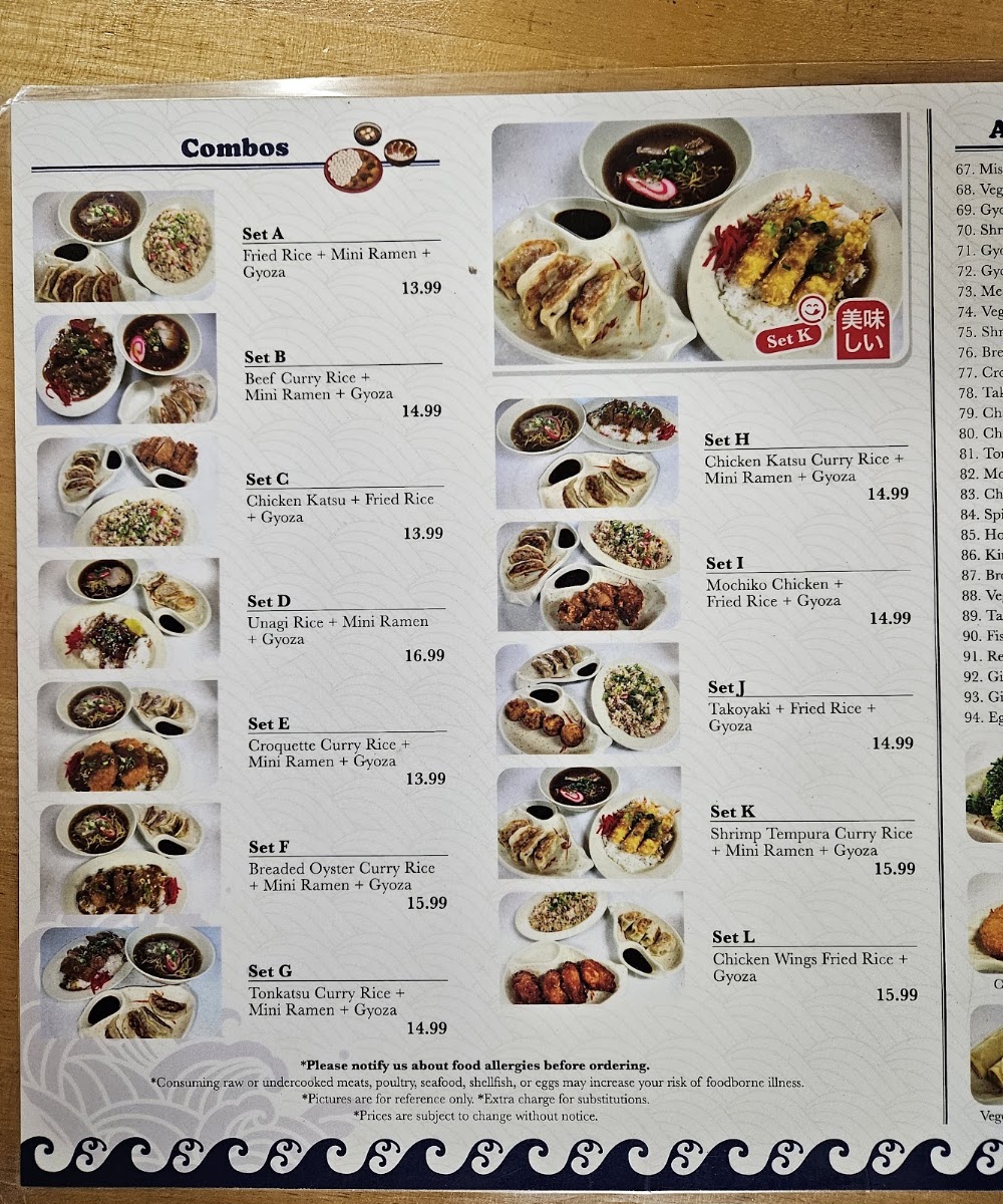Nishi Moncho Ramen menu board
