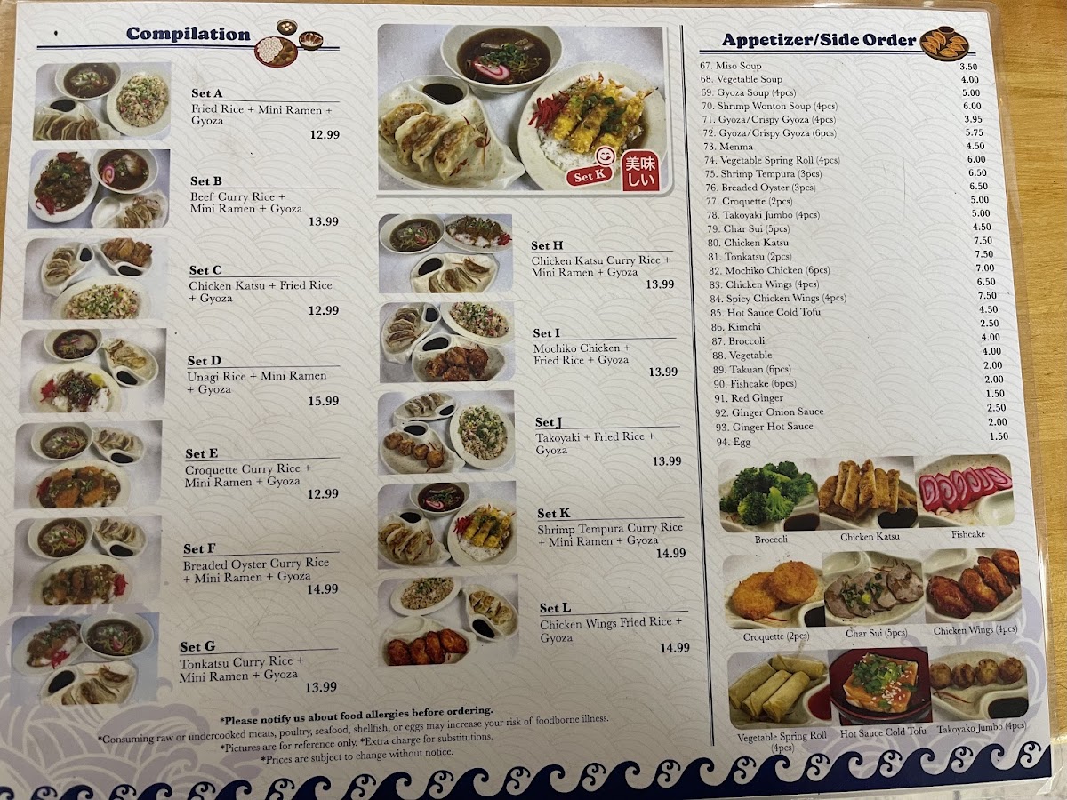 Nishi Moncho Ramen menu board