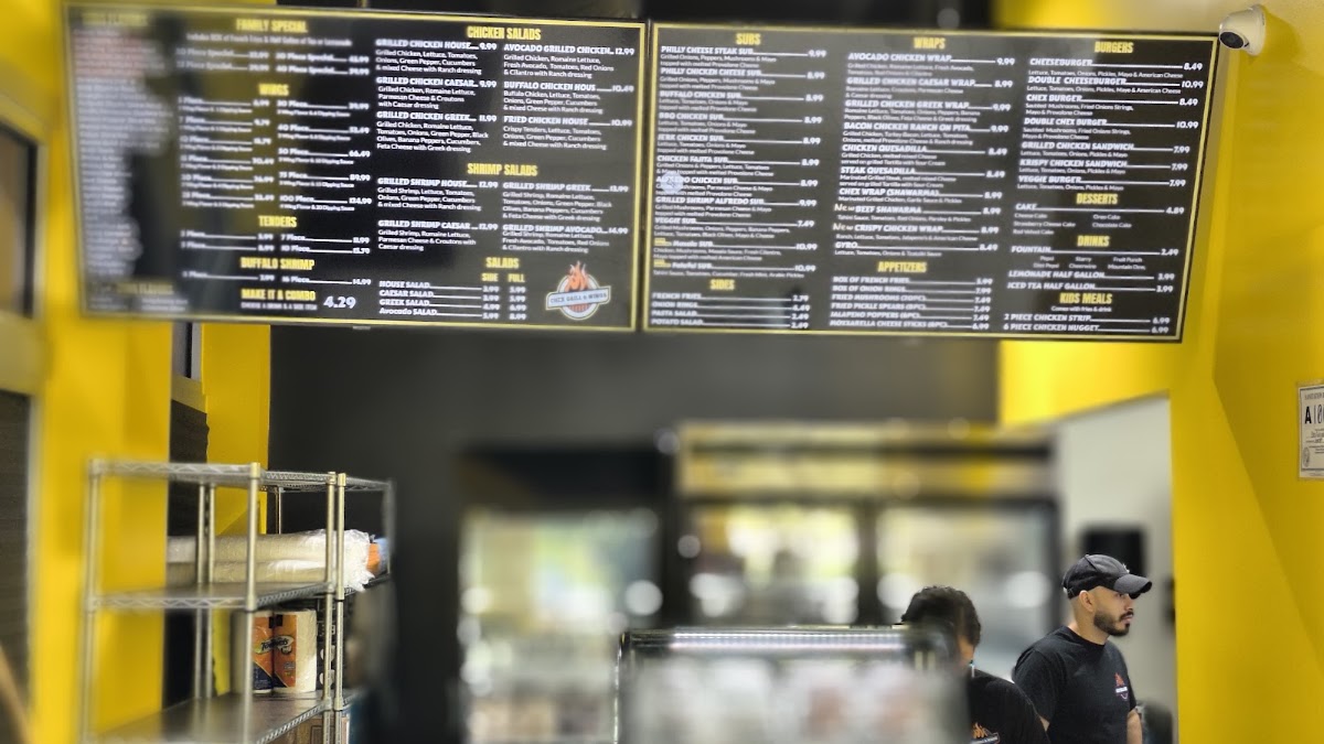 Chex Grill & Wings menu board