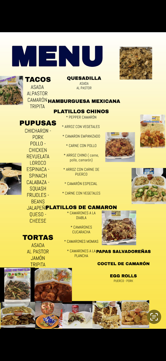 Pupusas El Guanaco Y Mas menu board