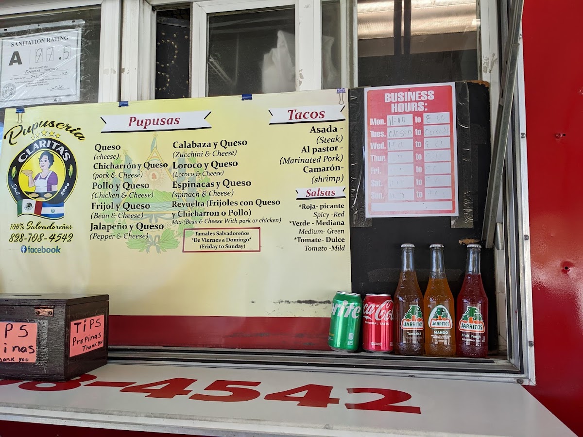 Clarita’s Pupuseria menu board