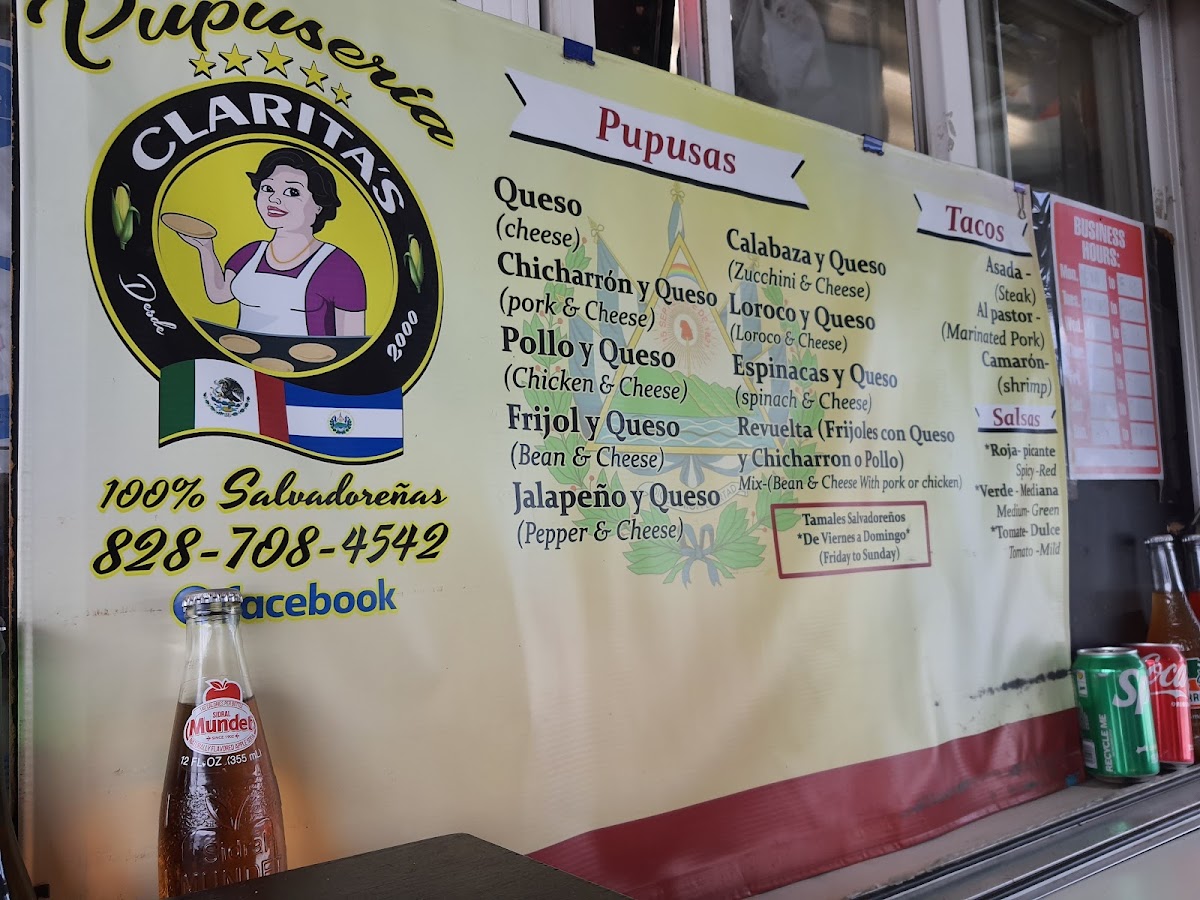Clarita’s Pupuseria menu board