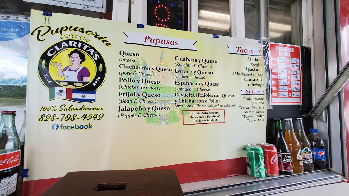 Clarita’s Pupuseria menu board