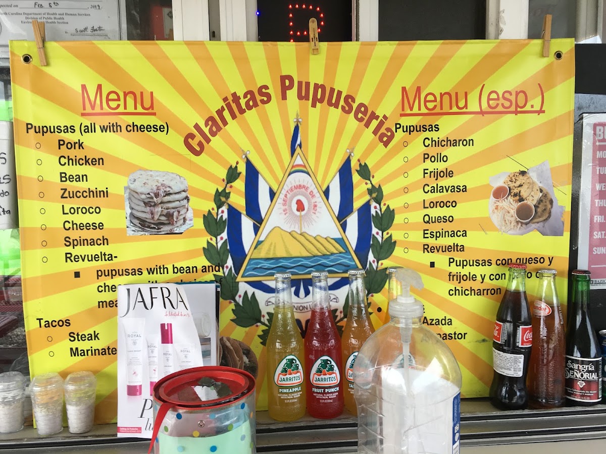 Clarita’s Pupuseria menu board
