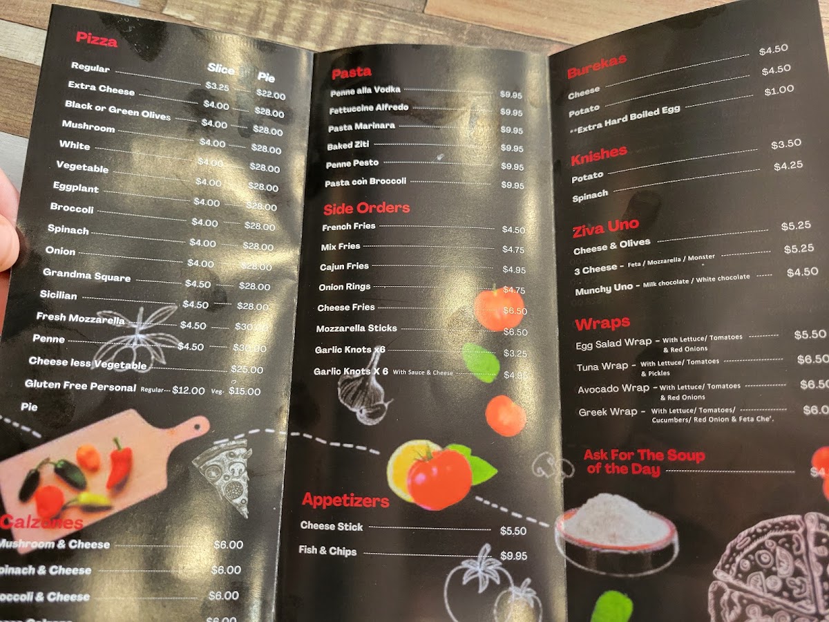 Cento Uno Pizzeria menu board
