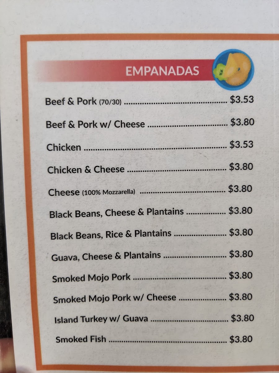 Prime Empanada & Catering menu board
