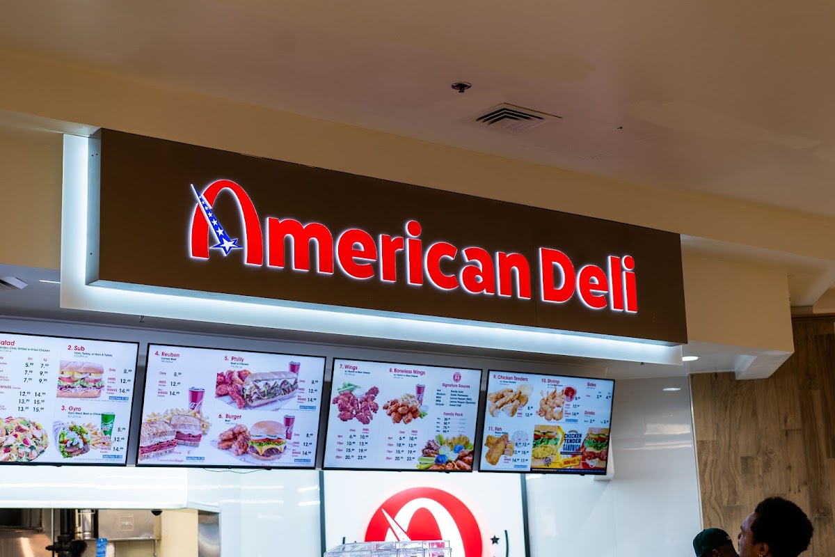 American Deli menu board
