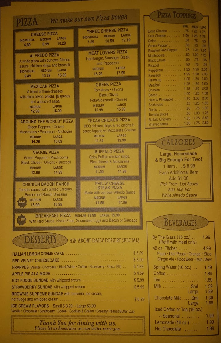 JJ Goodwins Restaurant & Sports Pub menu board