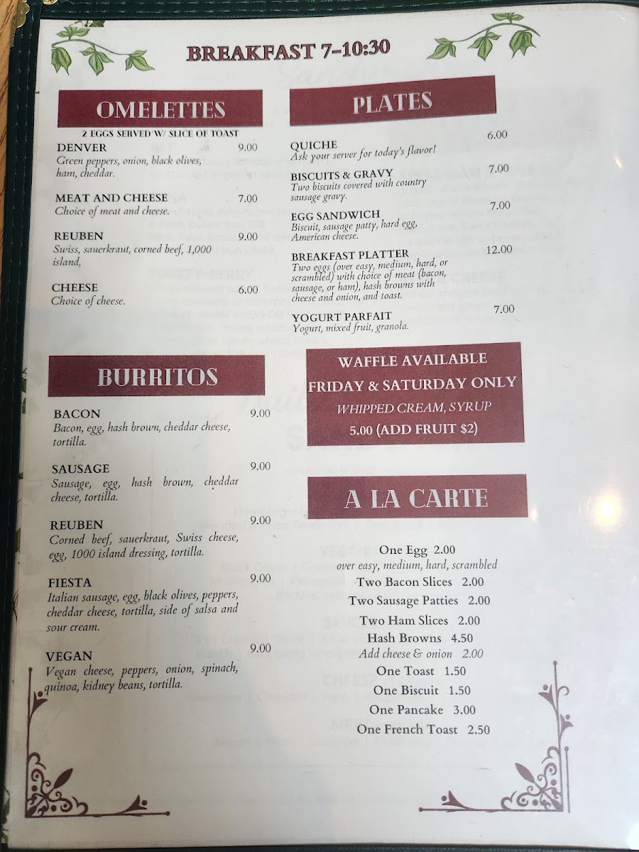 Sodes Perk Central Coffee House & Cafe menu board