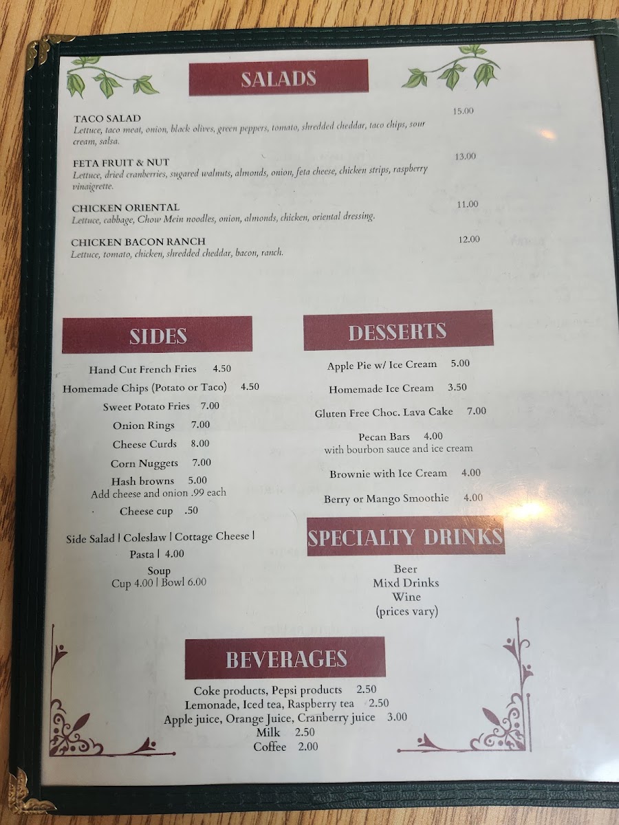 Sodes Perk Central Coffee House & Cafe menu board