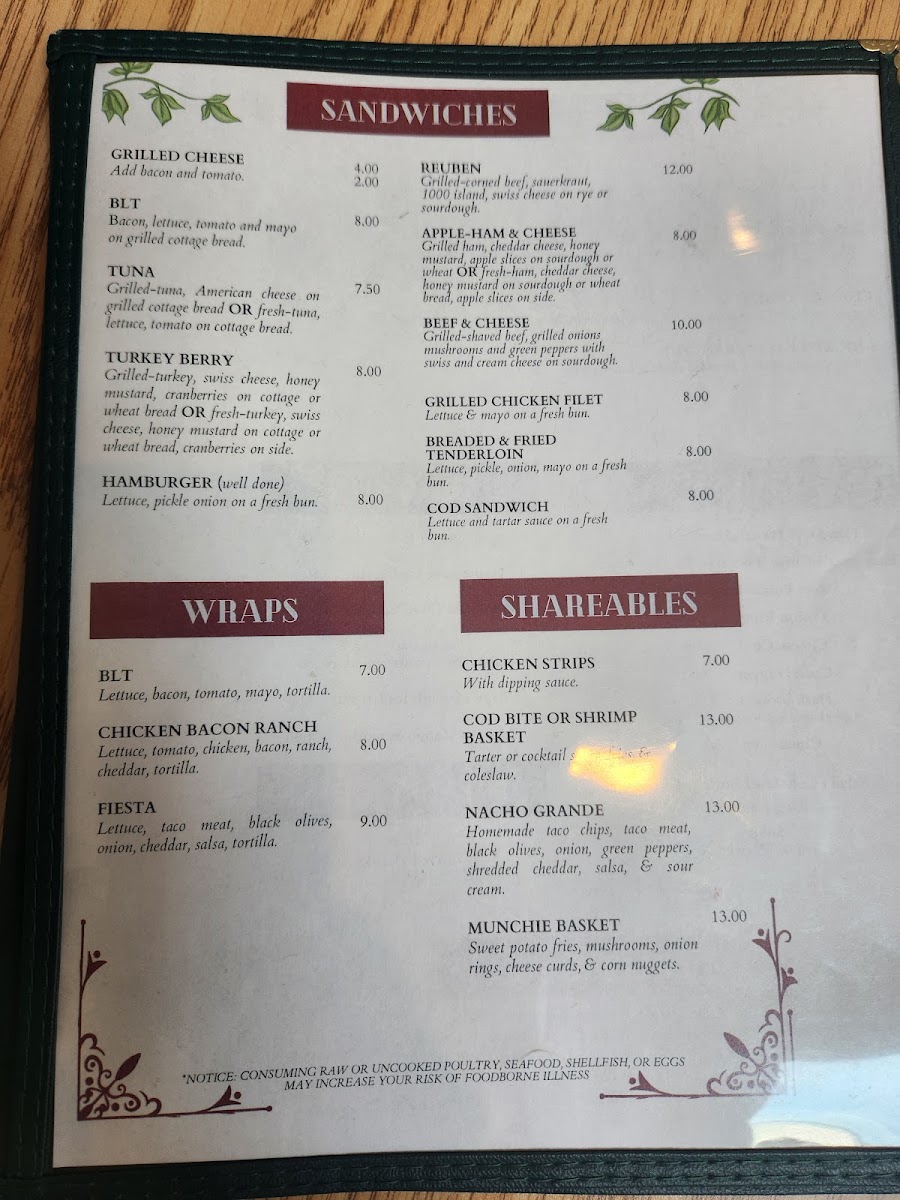 Sodes Perk Central Coffee House & Cafe menu board