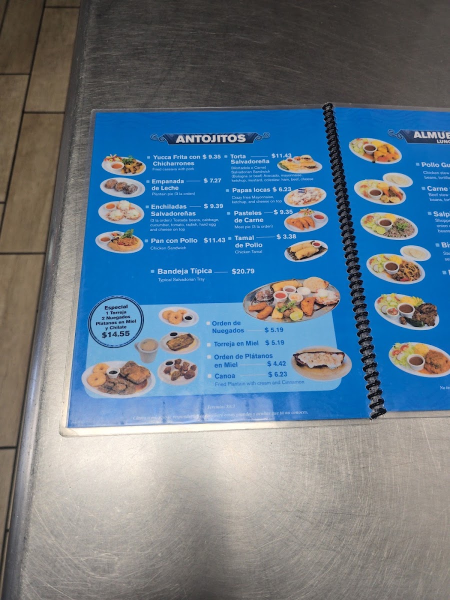 Vos Pupusas West Lancaster menu board