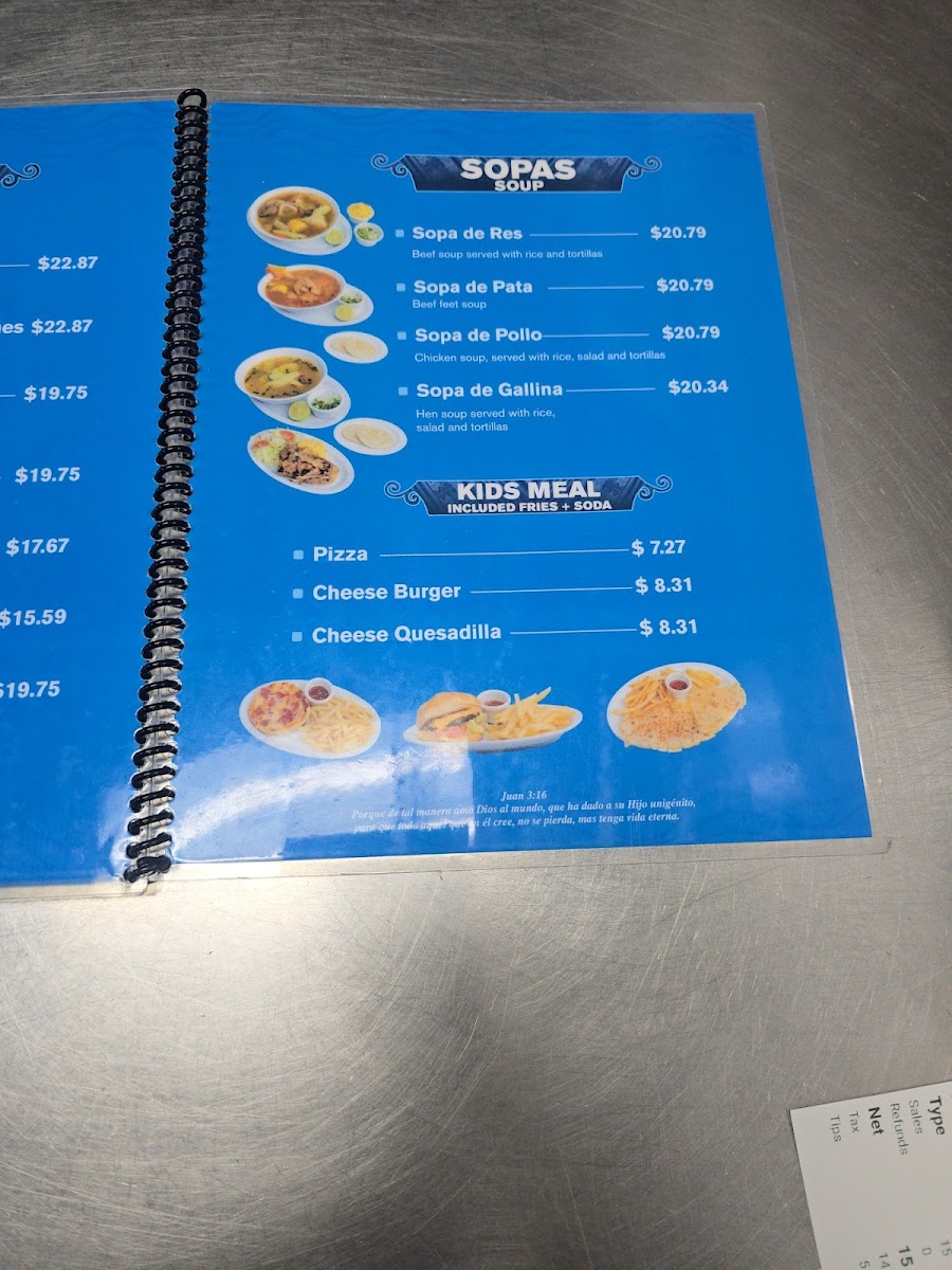 Vos Pupusas West Lancaster menu board